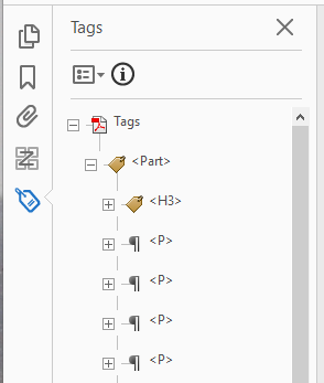 PDF Tags Navigation Screenshot