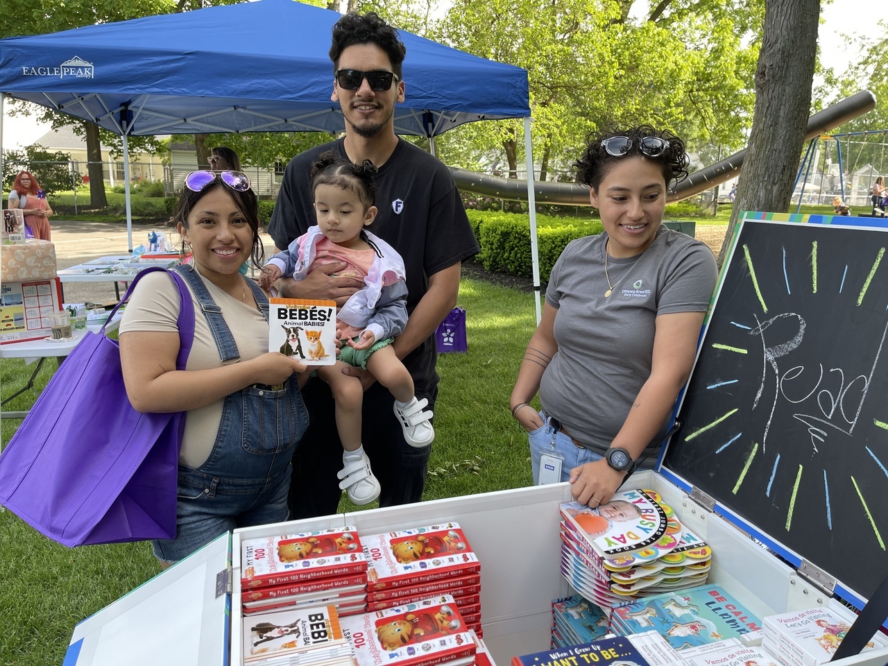 Family at the book bike at kids day