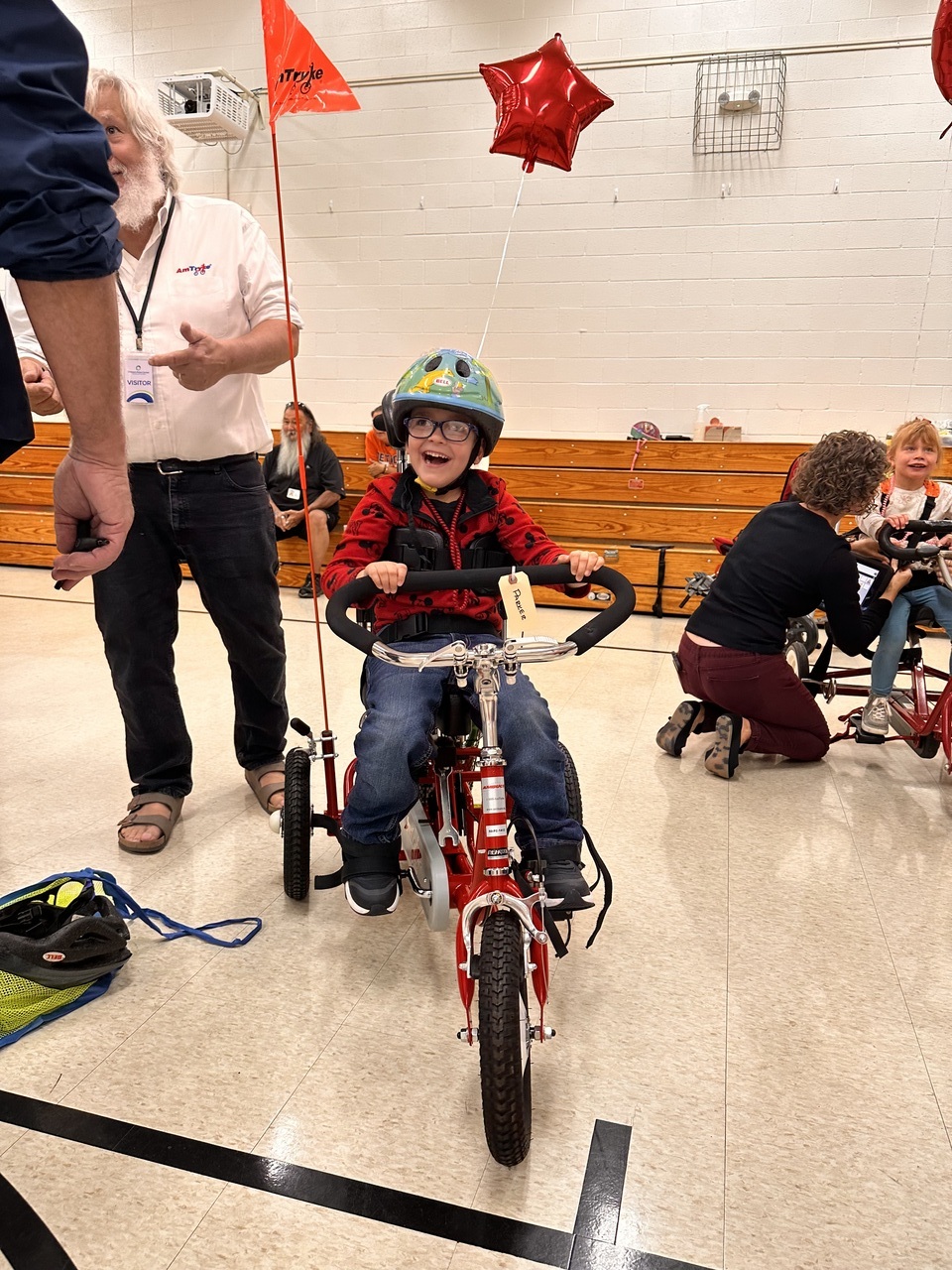 excited boy on his new bike