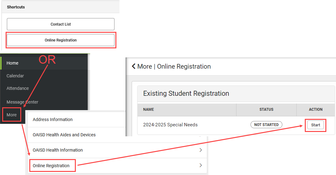 Online Registration Link Screenshot